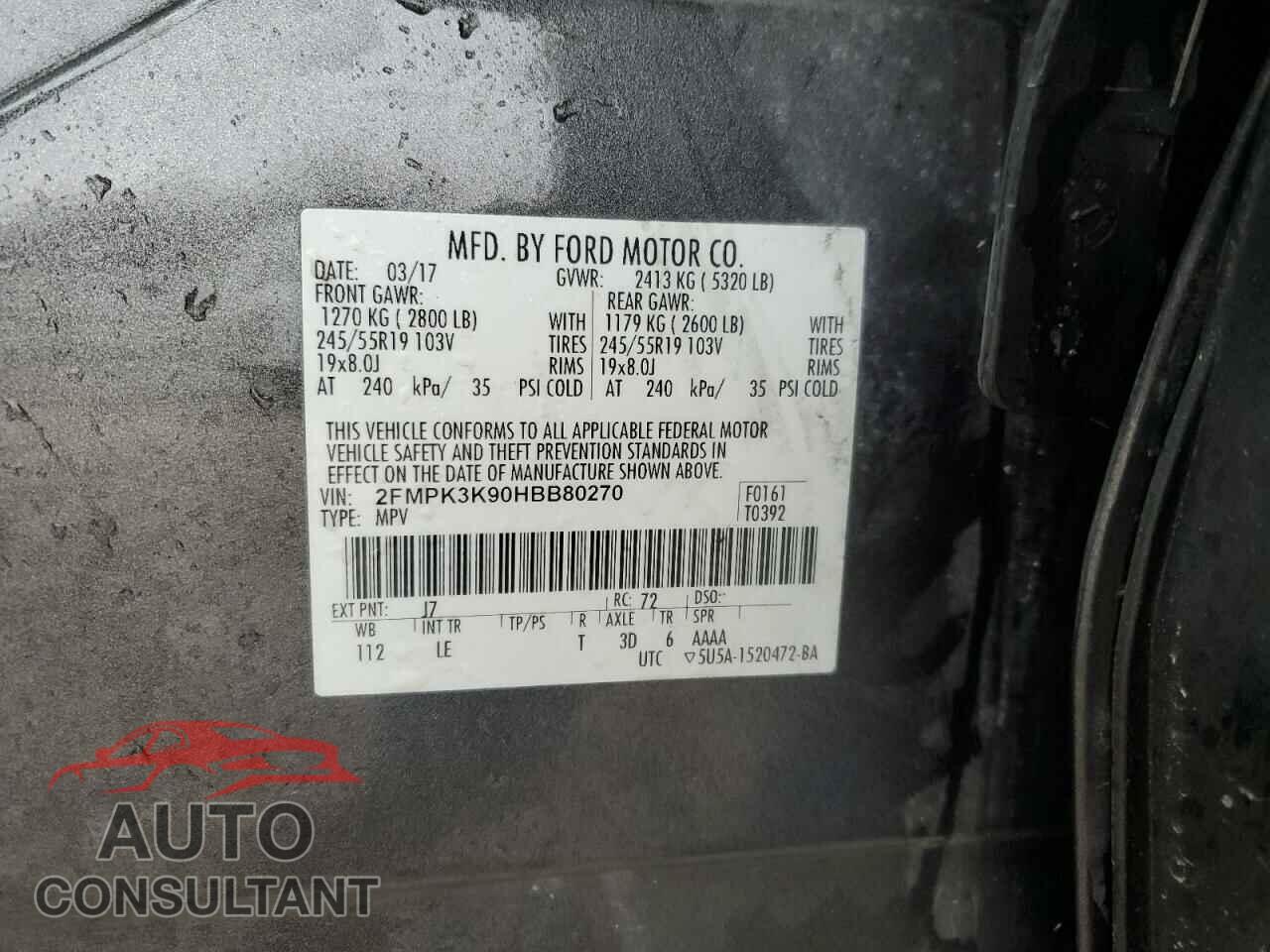 FORD EDGE 2017 - 2FMPK3K90HBB80270