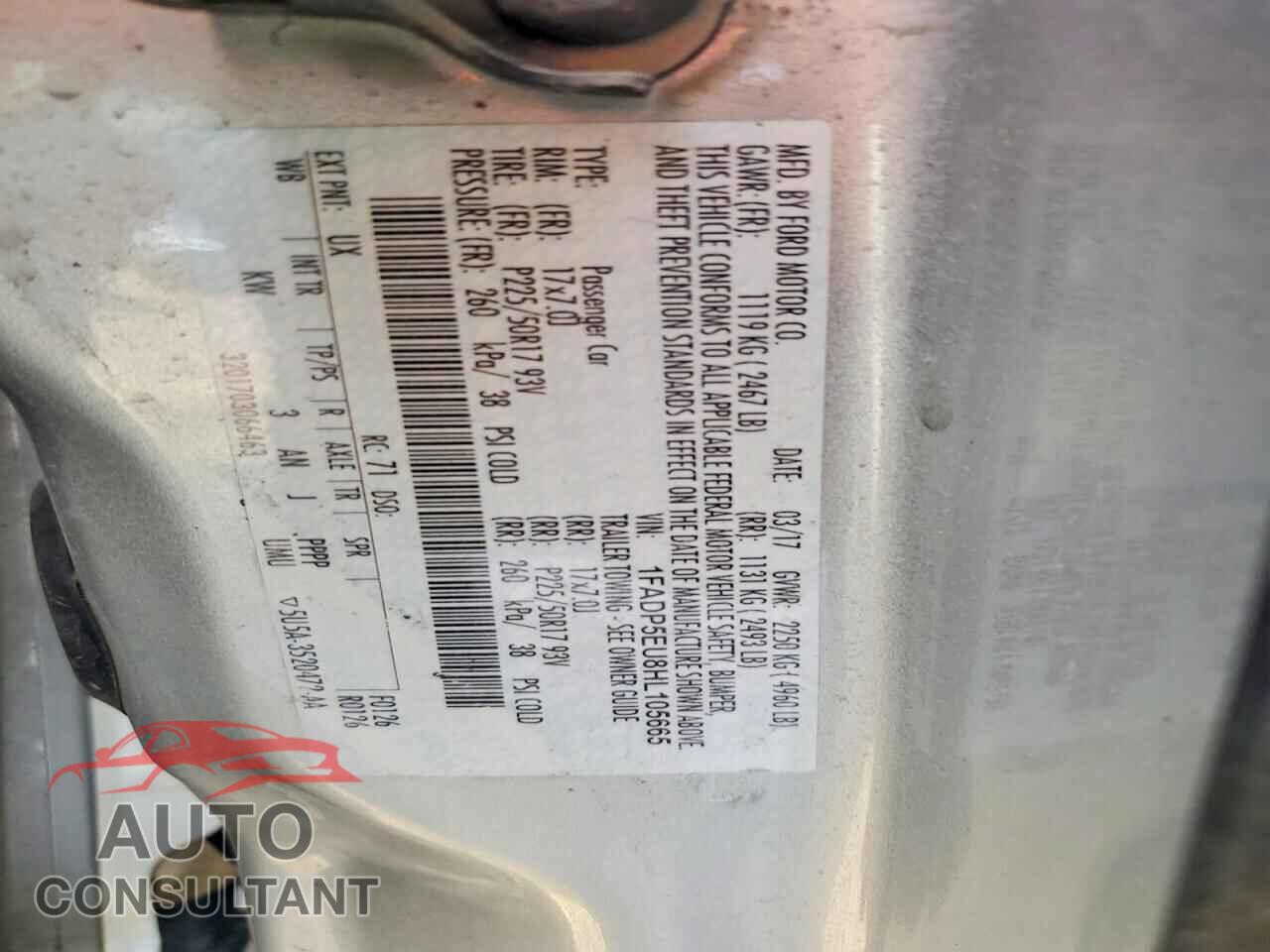 FORD CMAX 2017 - 1FADP5EU8HL105665