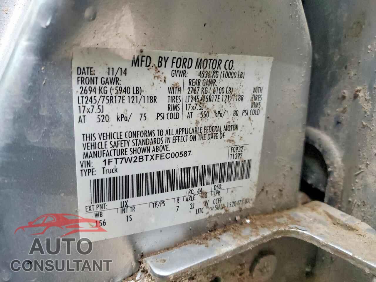 FORD F250 2015 - 1FT7W2BTXFEC00587