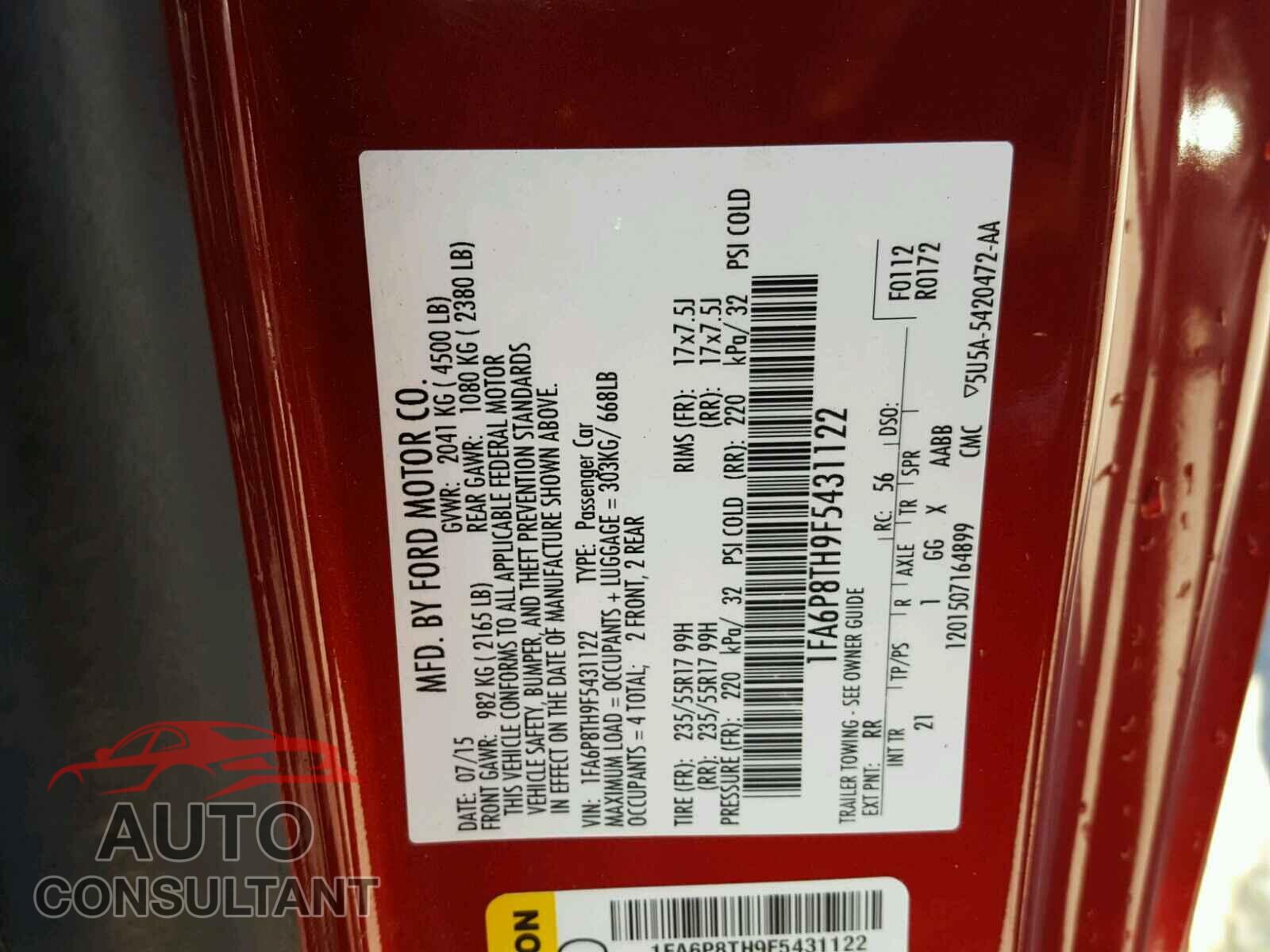 FORD MUSTANG 2015 - 1FA6P8TH9F5431122