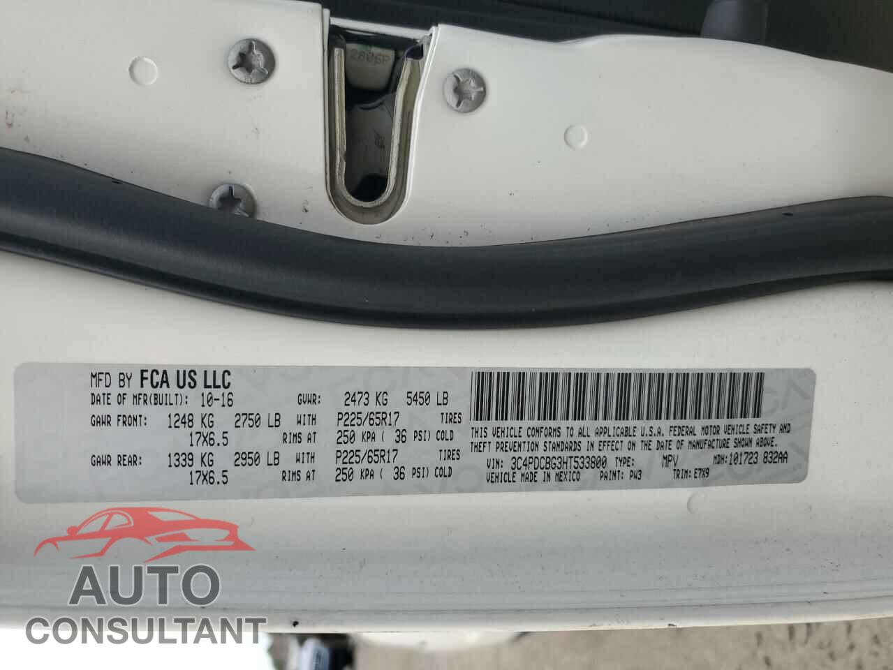 DODGE JOURNEY 2017 - 3C4PDCBG3HT533800