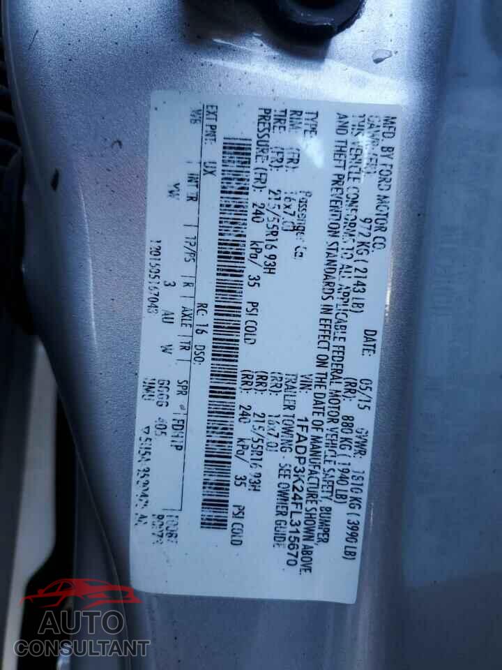 FORD FOCUS 2015 - 1FADP3K24FL315670