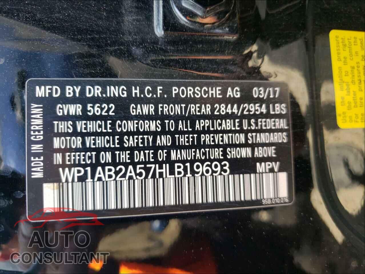 PORSCHE MACAN 2017 - WP1AB2A57HLB19693