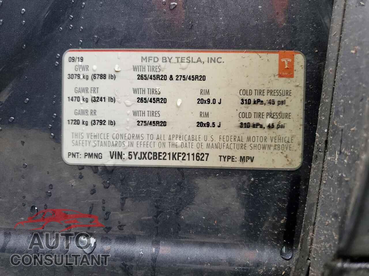 TESLA MODEL X 2019 - 5YJXCBE21KF211627
