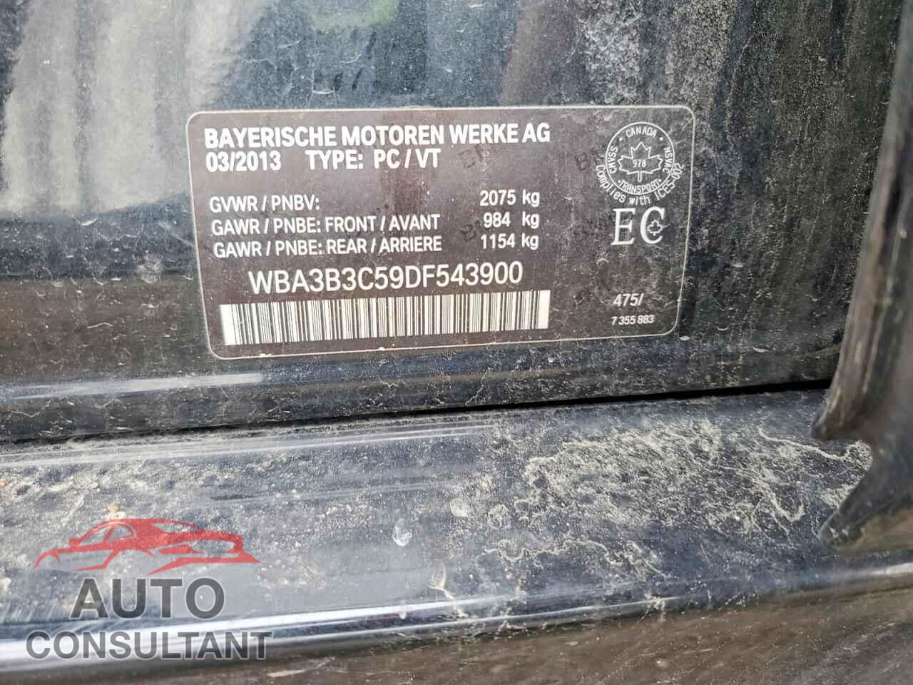 BMW 3 SERIES 2013 - WBA3B3C59DF543900