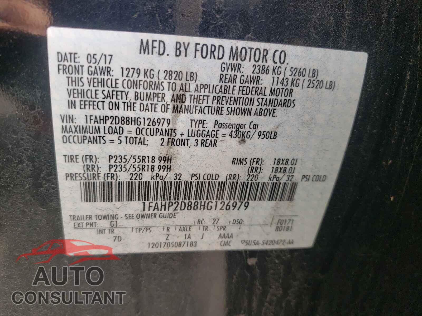 FORD TAURUS 2017 - 1FAHP2D88HG126979