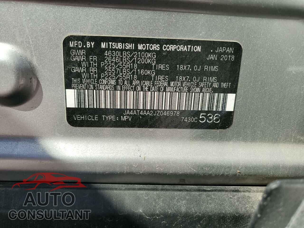 MITSUBISHI ECLIPSE 2018 - JA4AT4AA2JZ046978