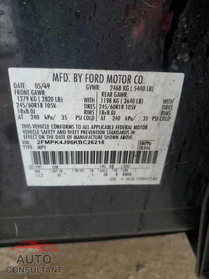 FORD EDGE 2019 - 2FMPK4J96KBC26215
