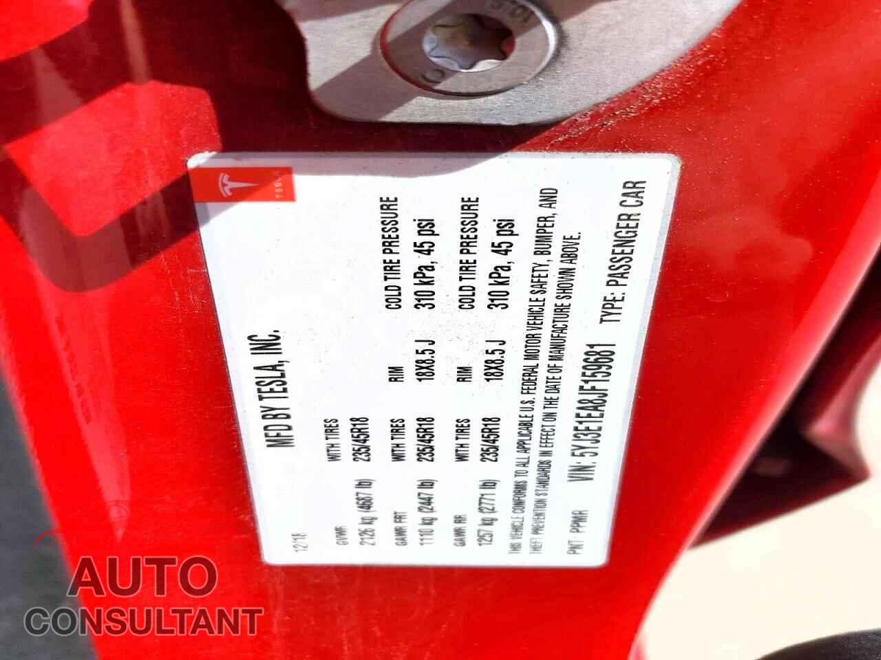 TESLA MODEL 3 2018 - 5YJ3E1EA8JF159681