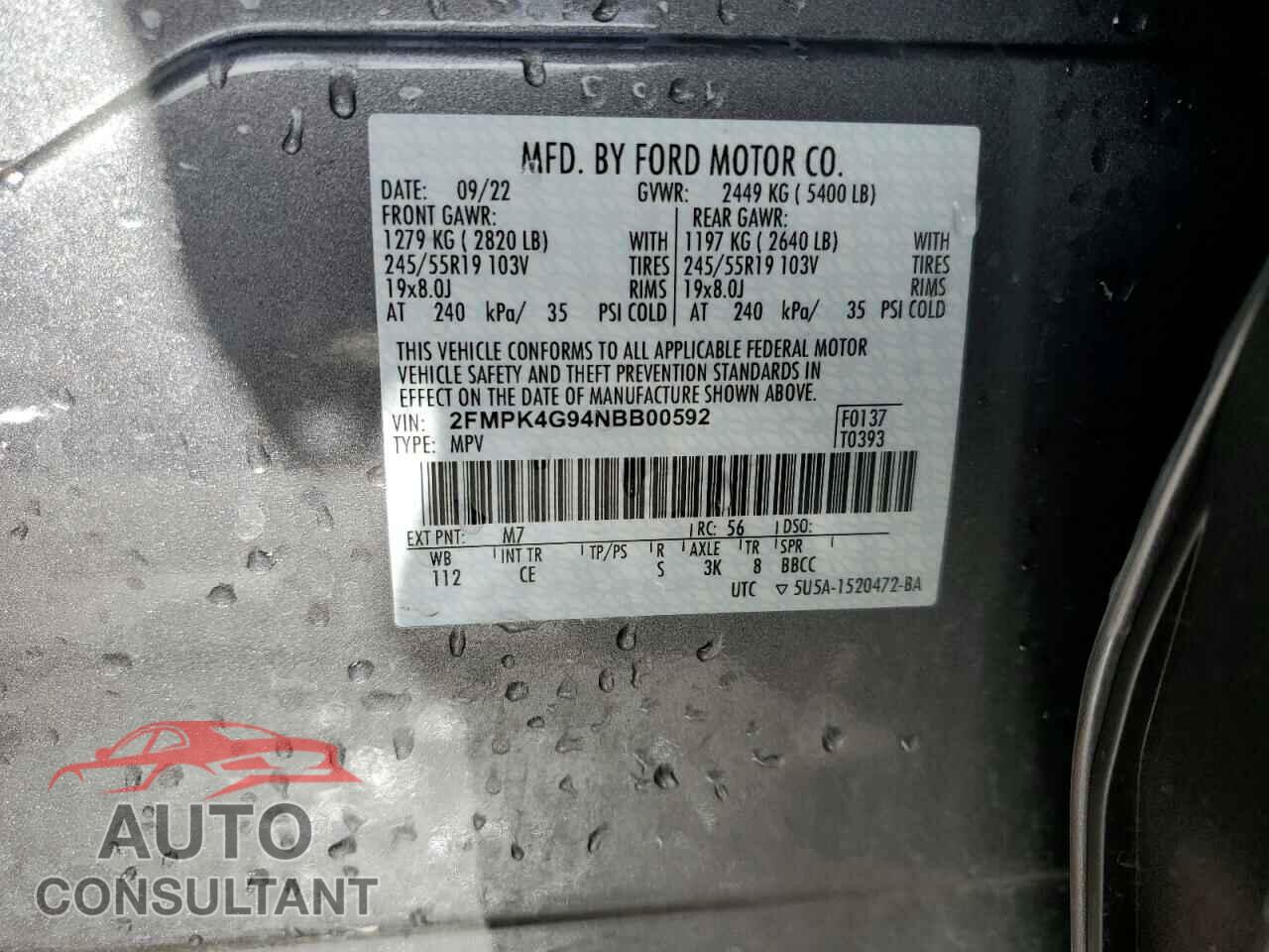 FORD EDGE 2022 - 2FMPK4G94NBB00592