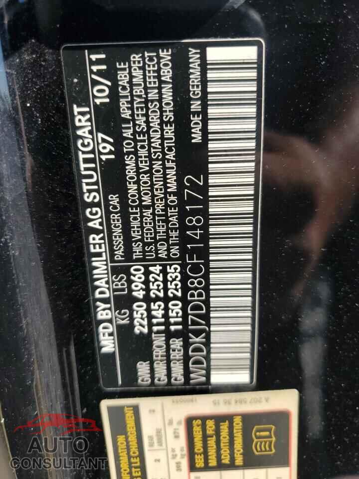 MERCEDES-BENZ E-CLASS 2012 - WDDKJ7DB8CF148172
