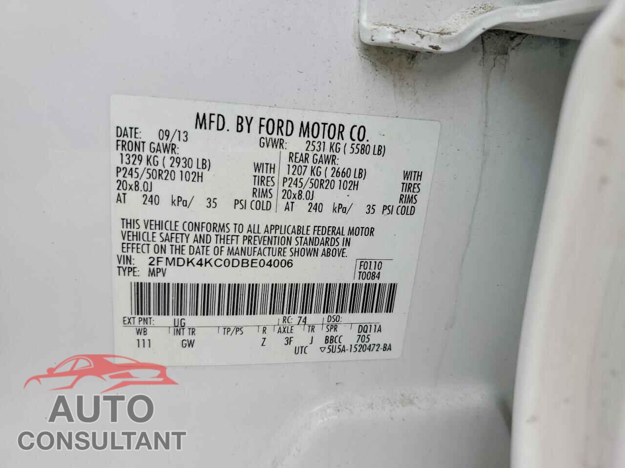 FORD EDGE 2013 - 2FMDK4KC0DBE04006