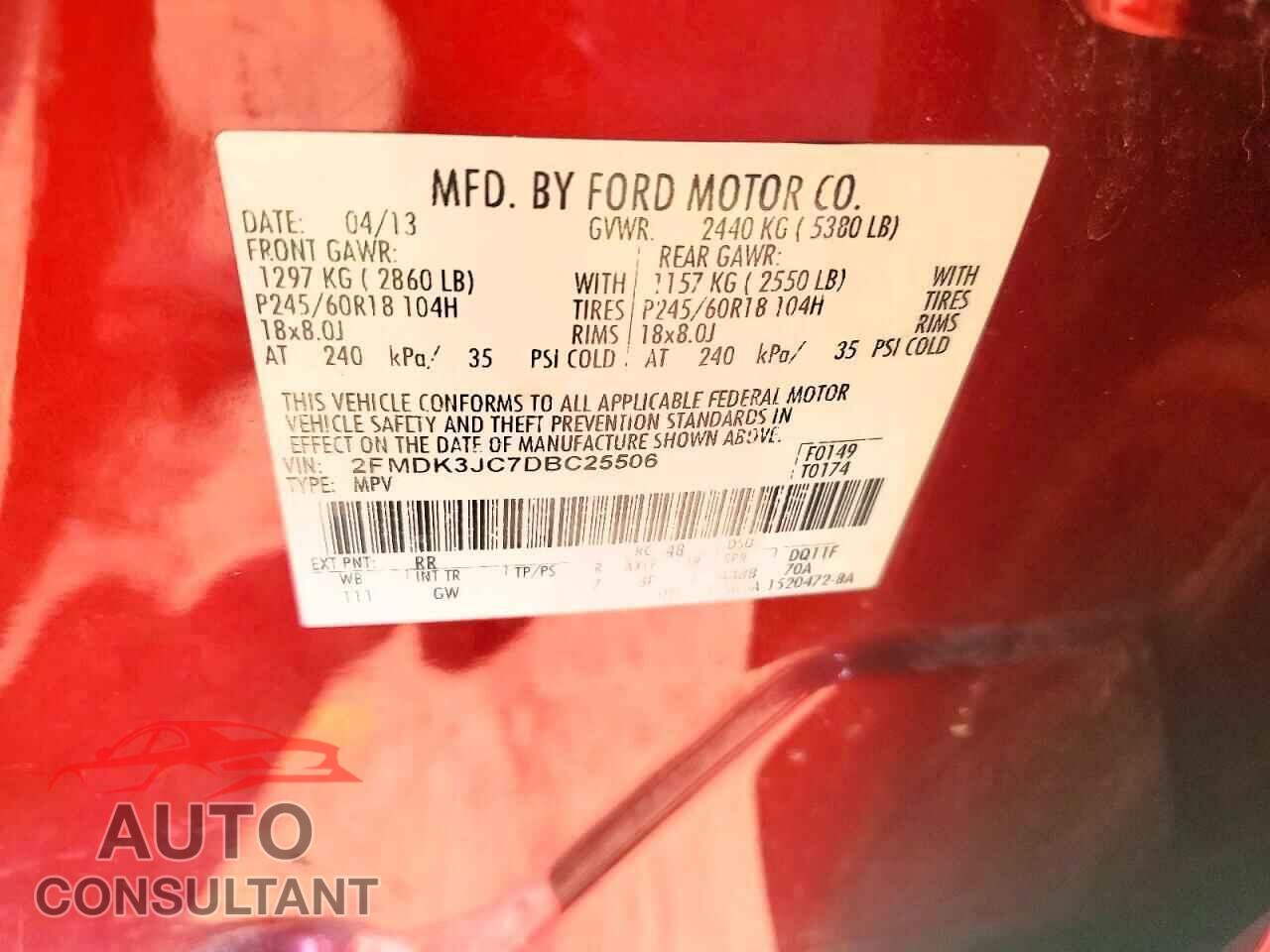 FORD EDGE 2013 - 2FMDK3JC7DBC25506