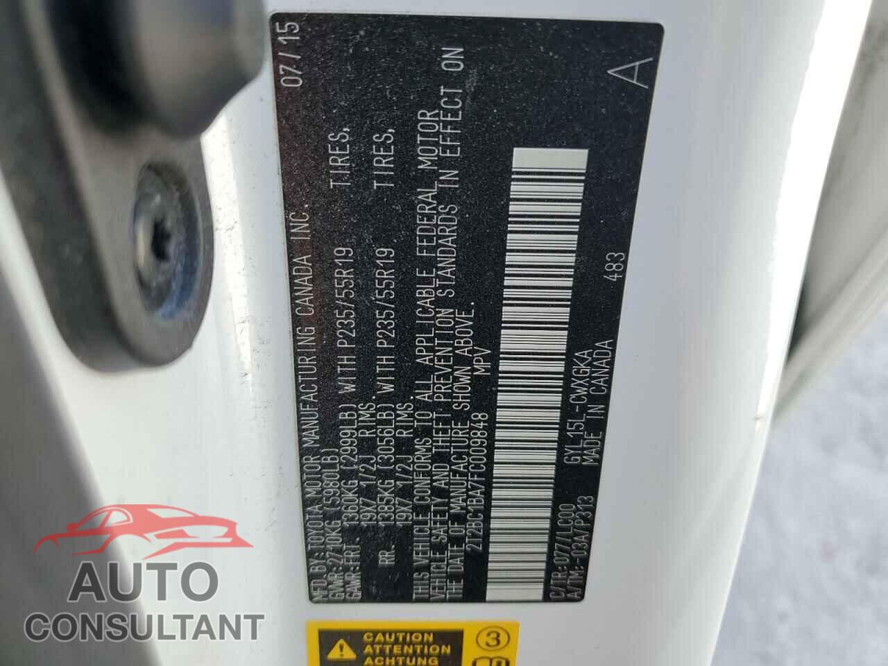 LEXUS RX450 2015 - 2T2BC1BA7FC009848