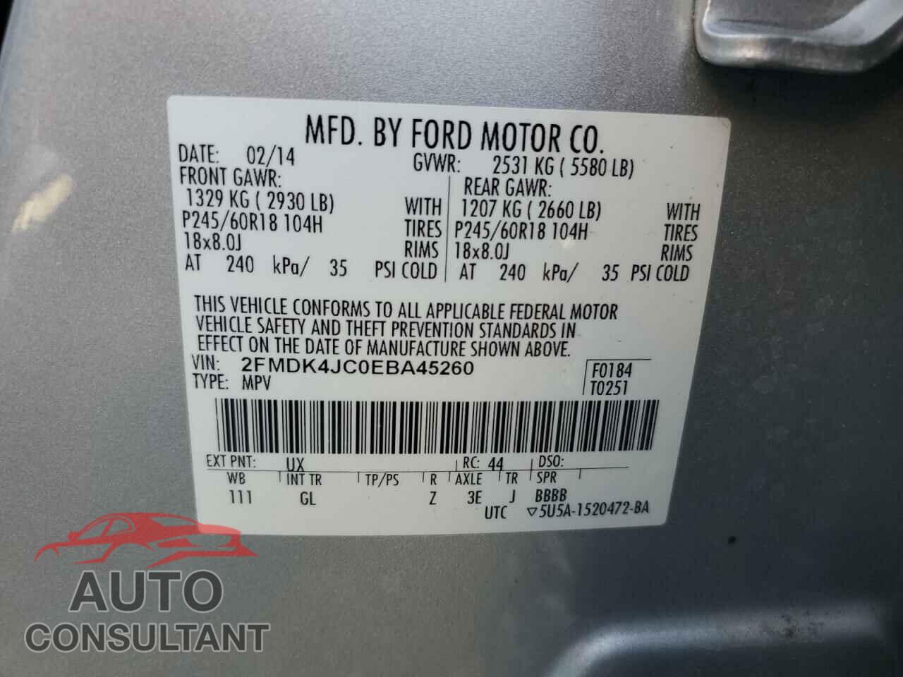 FORD EDGE 2014 - 2FMDK4JC0EBA45260