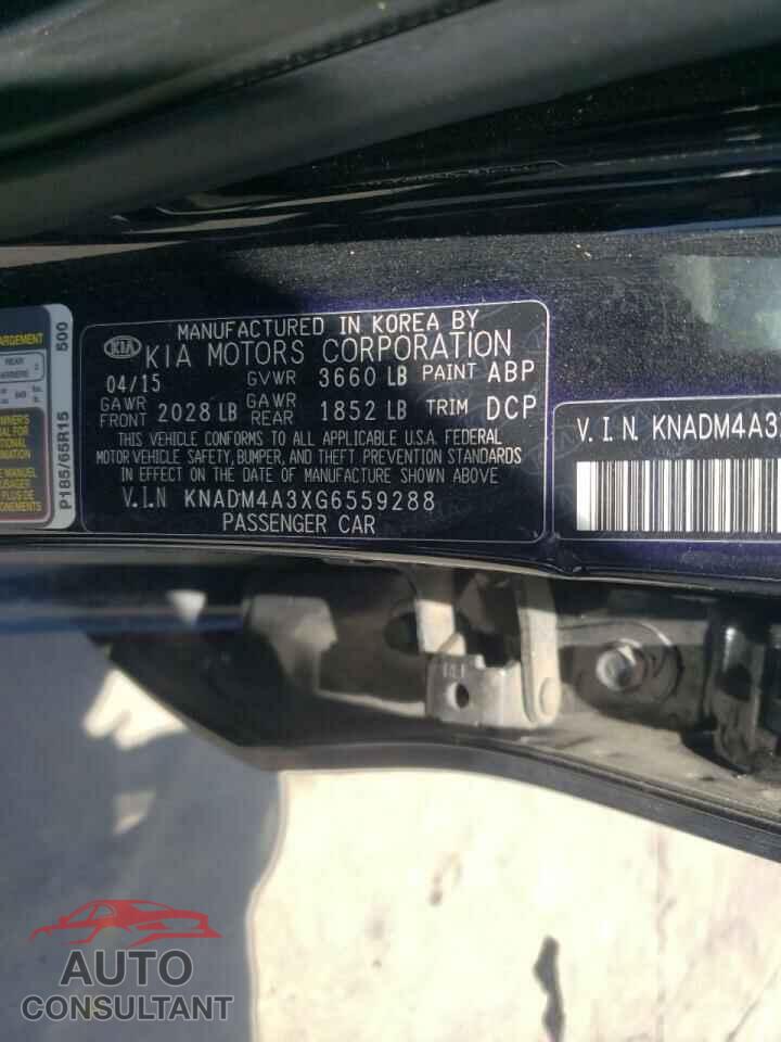 KIA RIO 2016 - KNADM4A3XG6559288