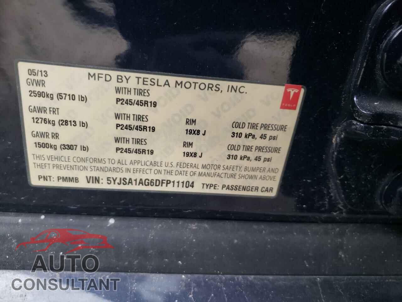 TESLA MODEL S 2013 - 5YJSA1AG6DFP11104