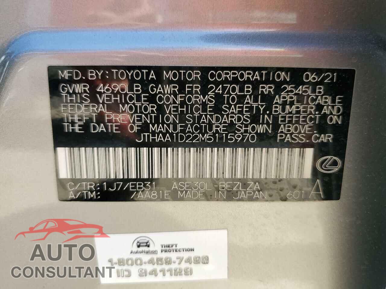 LEXUS IS 2021 - JTHAA1D22M5115970