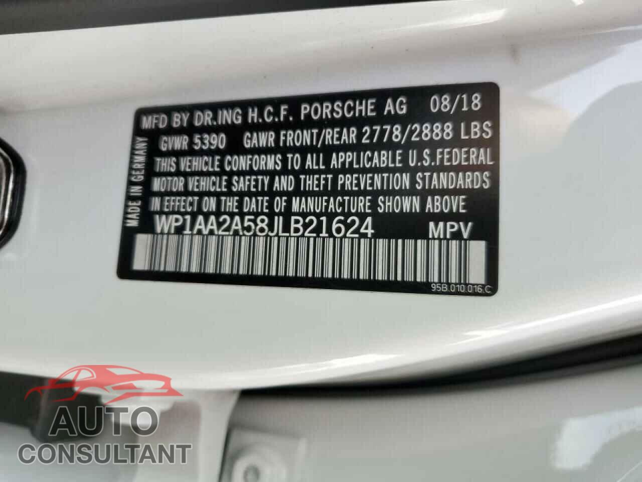 PORSCHE MACAN 2018 - WP1AA2A58JLB21624
