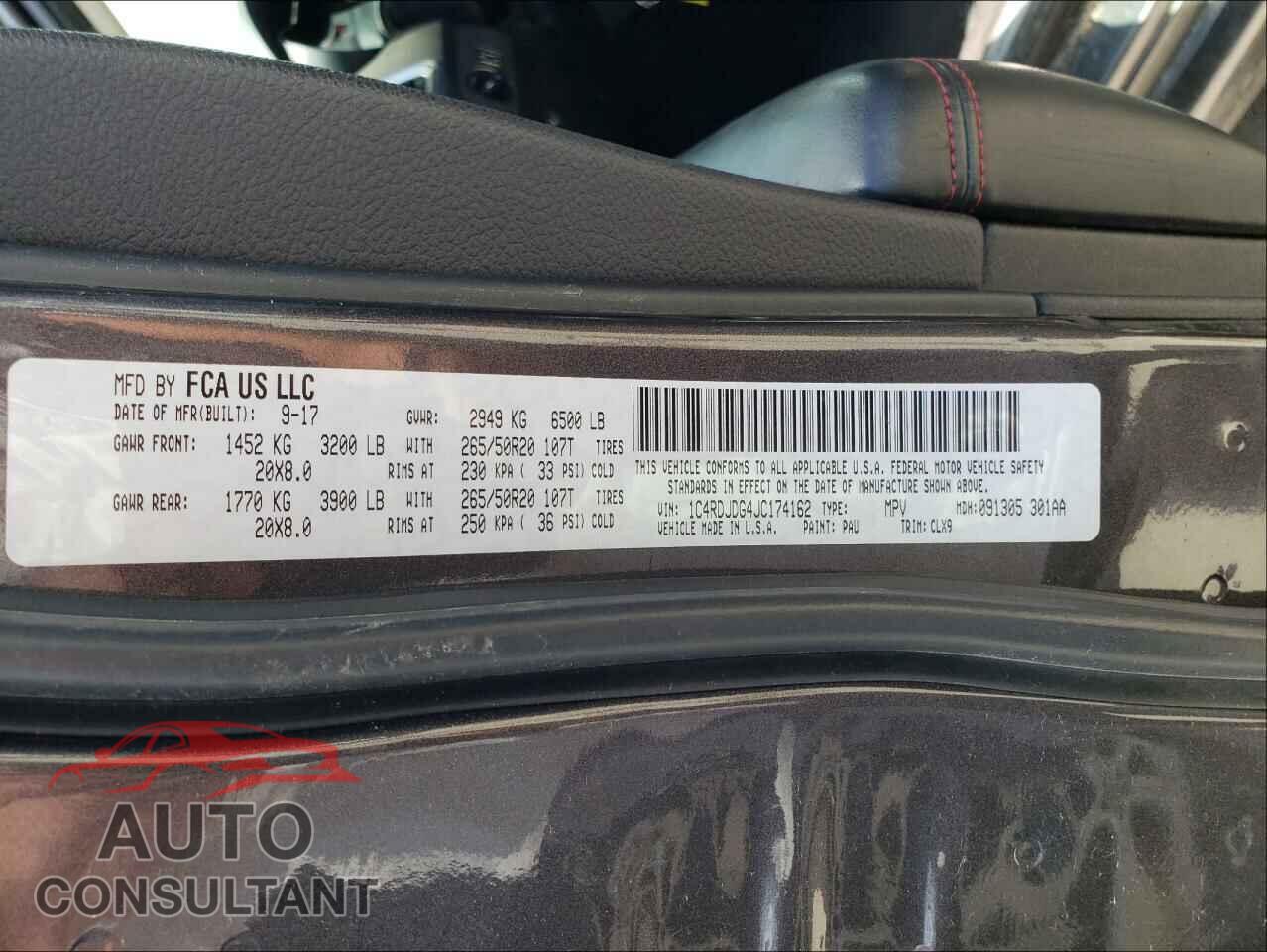 DODGE DURANGO 2018 - 1C4RDJDG4JC174162
