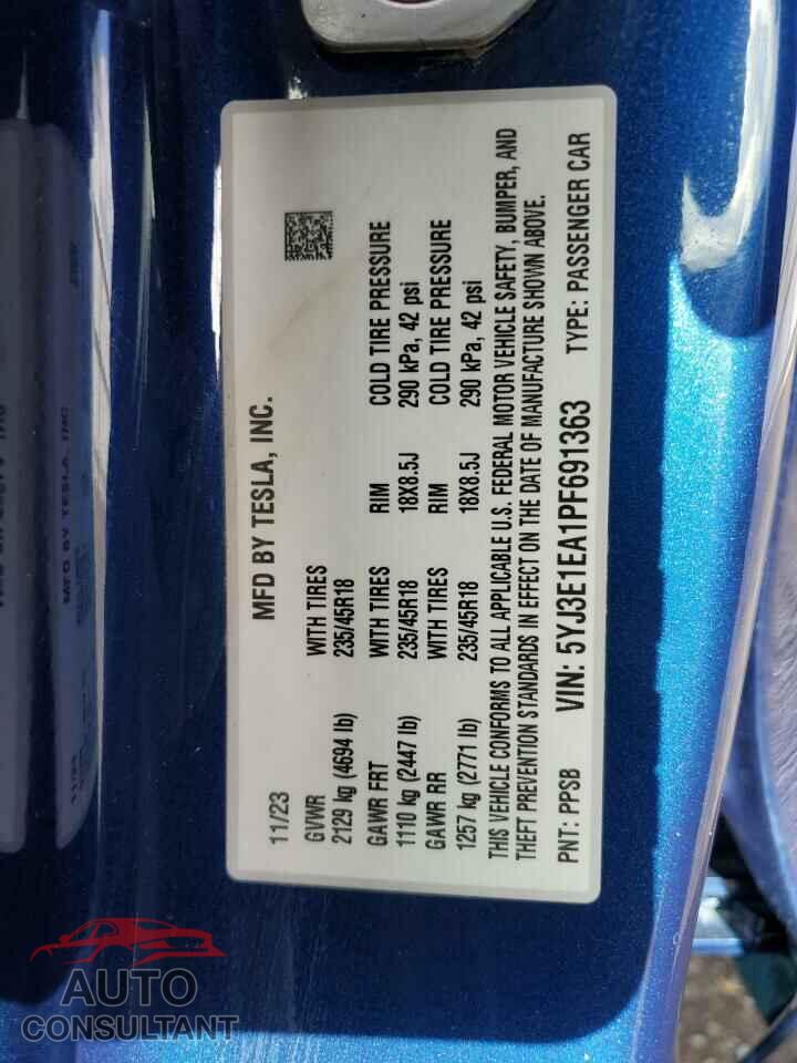 TESLA MODEL 3 2023 - 5YJ3E1EA1PF691363