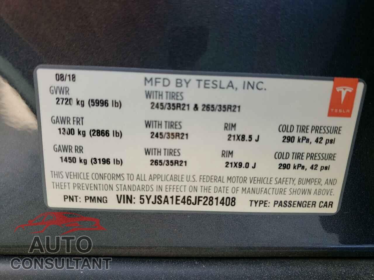 TESLA MODEL S 2018 - 5YJSA1E46JF281408