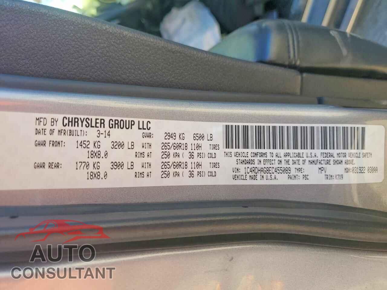 DODGE DURANGO 2014 - 1C4RDHAG8EC455089