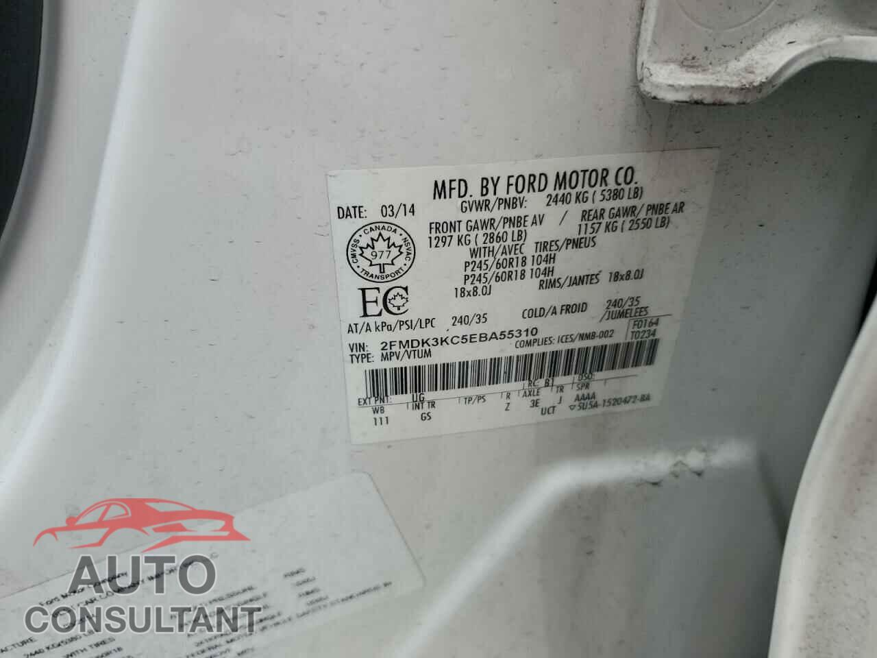 FORD EDGE 2014 - 2FMDK3KC5EBA55310