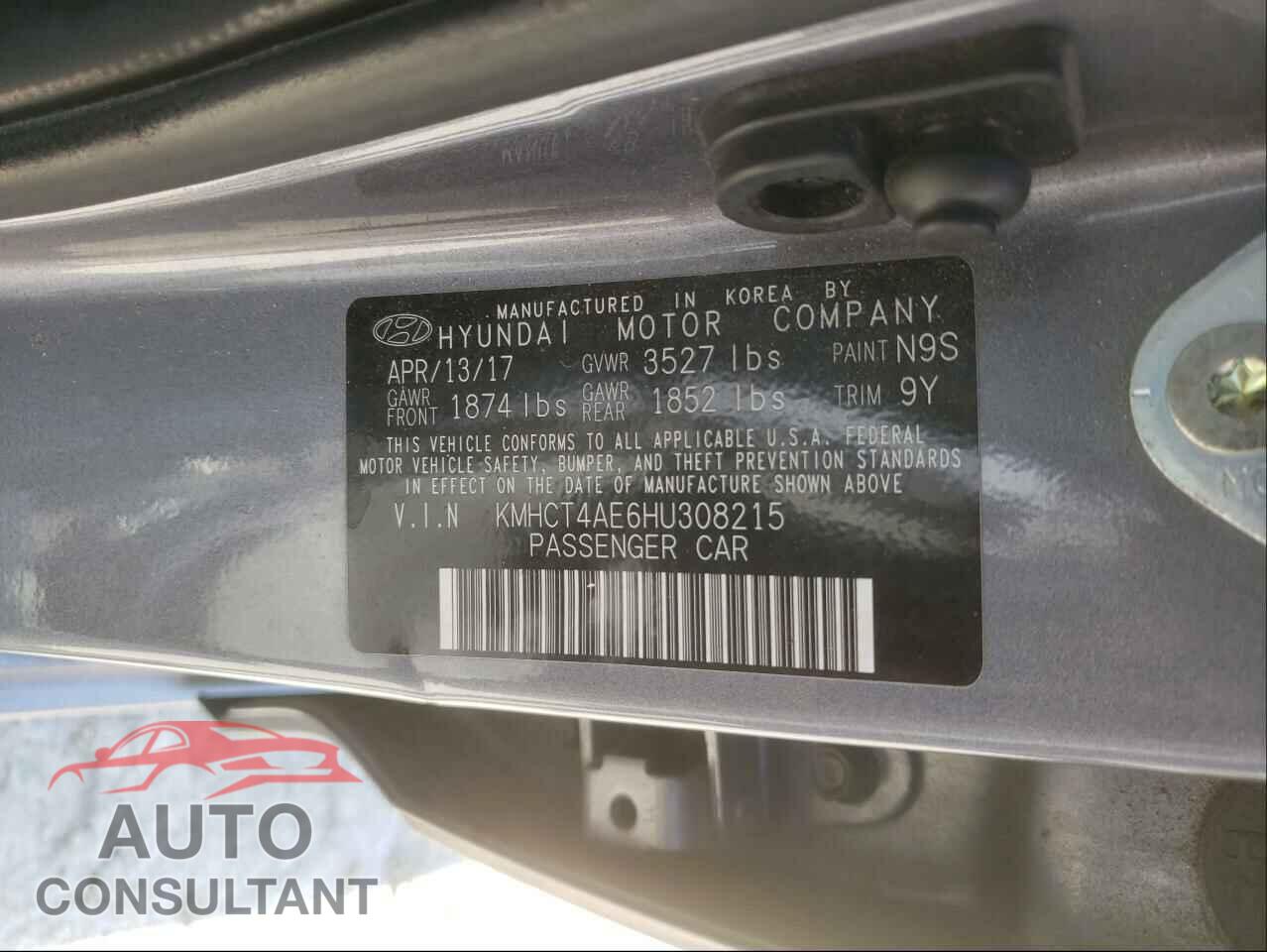 HYUNDAI ACCENT 2017 - KMHCT4AE6HU308215