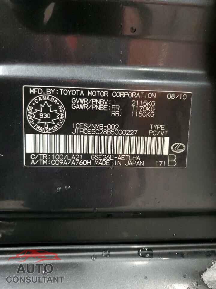 LEXUS IS 2011 - JTHCE5C28B5000227