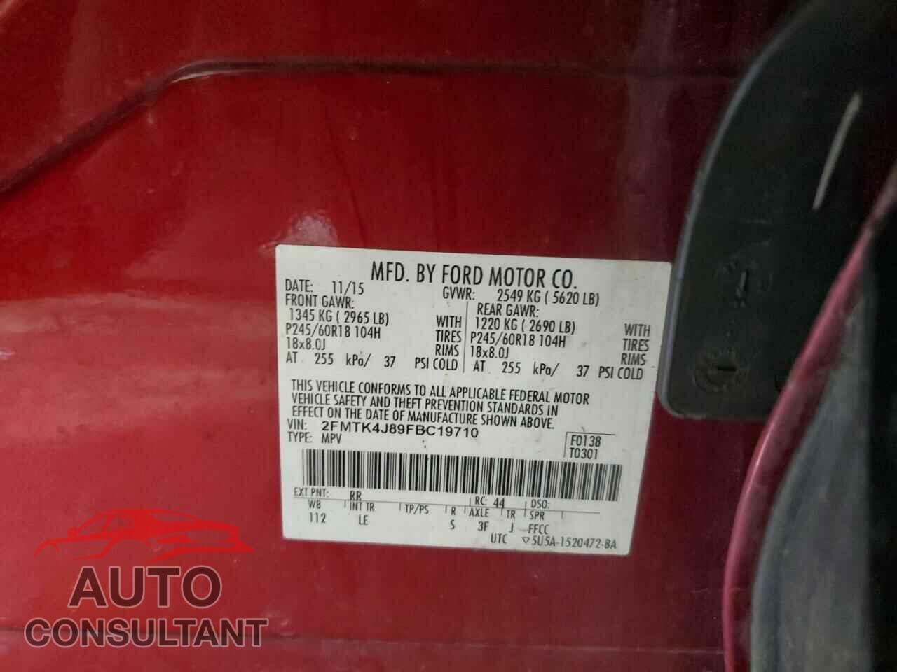 FORD EDGE 2015 - 2FMTK4J89FBC19710