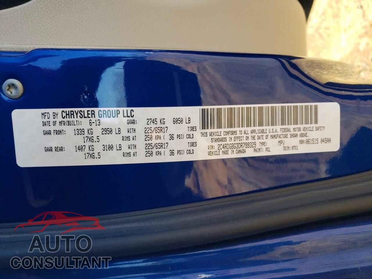 DODGE CARAVAN 2013 - 2C4RDGBG3DR799329