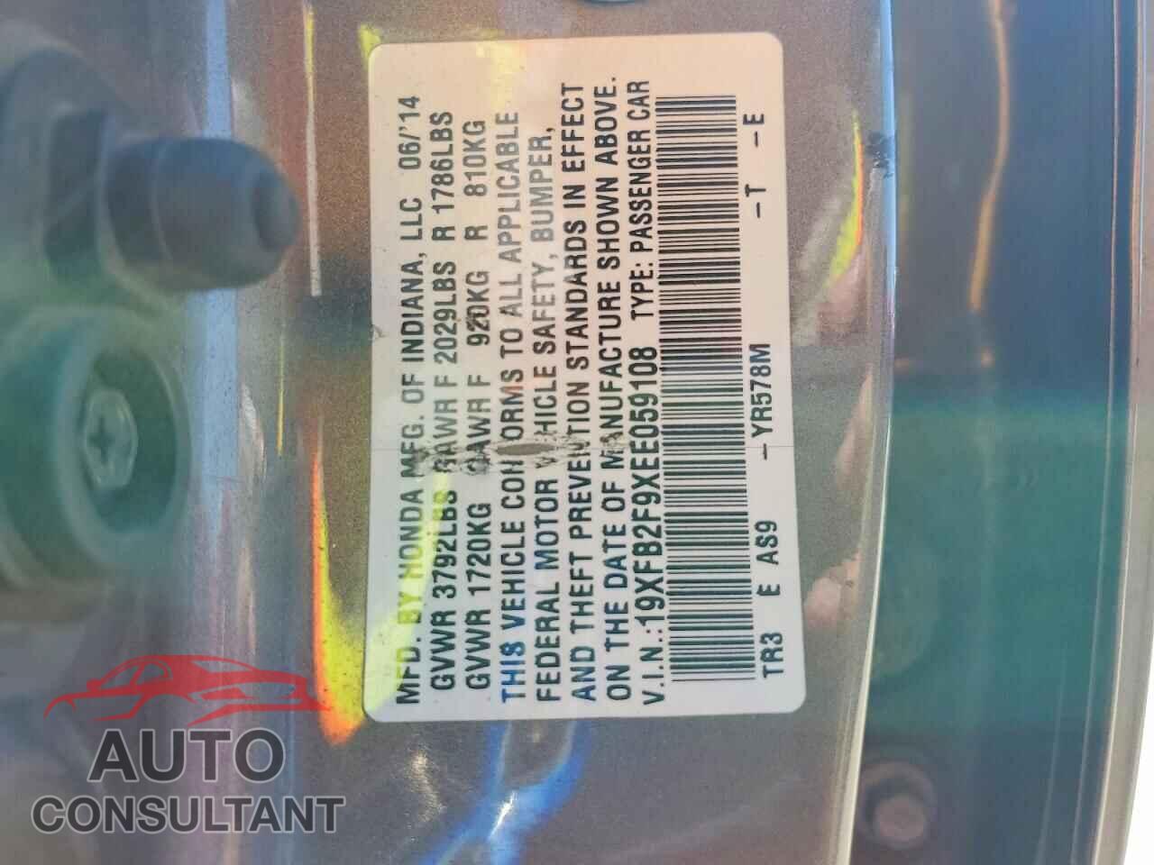 HONDA CIVIC 2014 - 19XFB2F9XEE059108