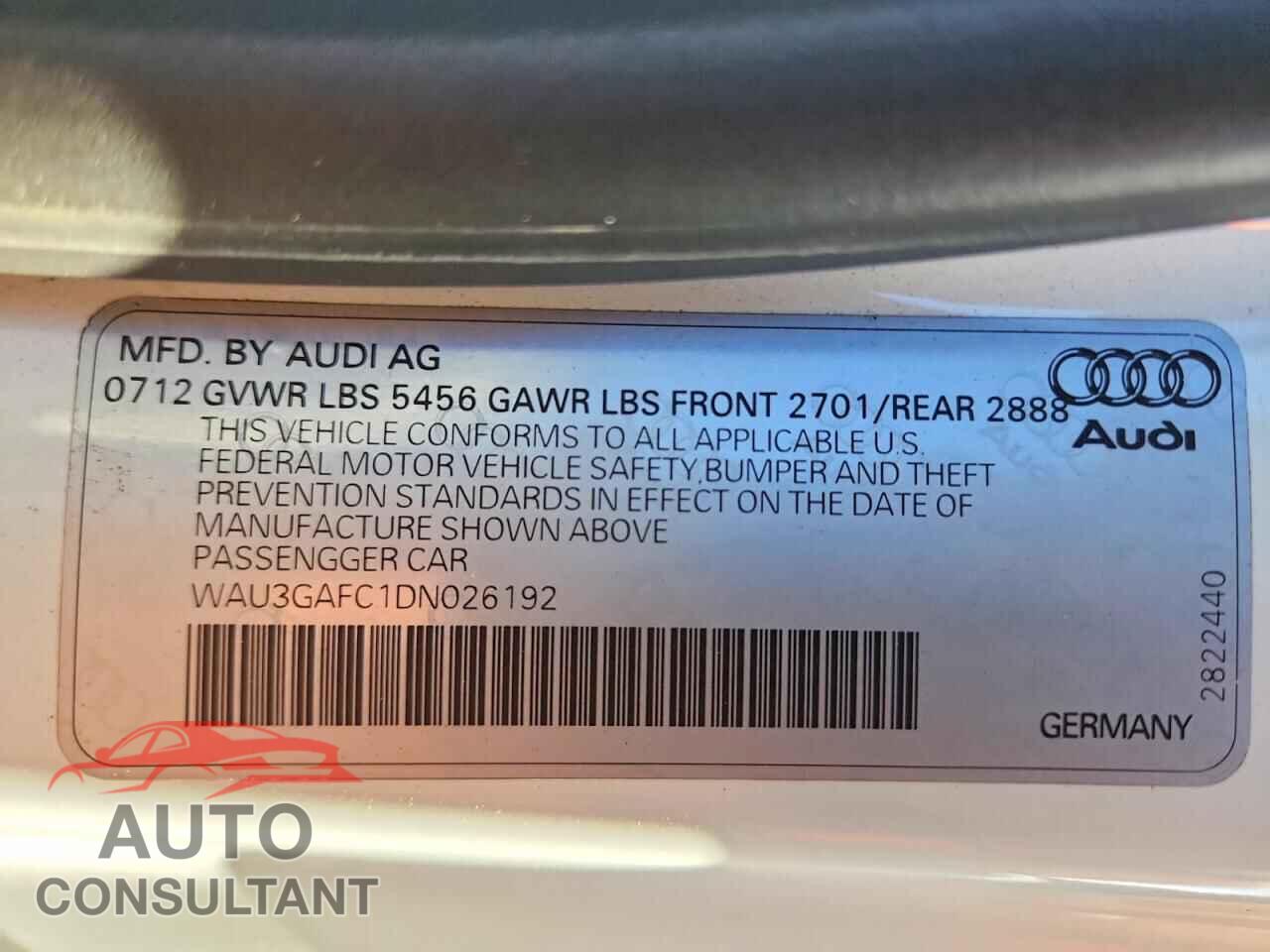 AUDI A7 2013 - WAU3GAFC1DN026192