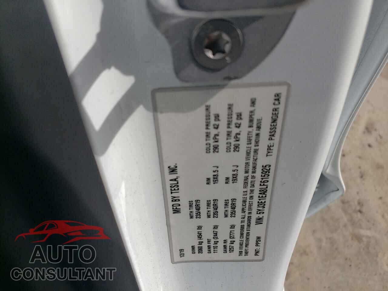 TESLA MODEL 3 2020 - 5YJ3E1EA8LF615925