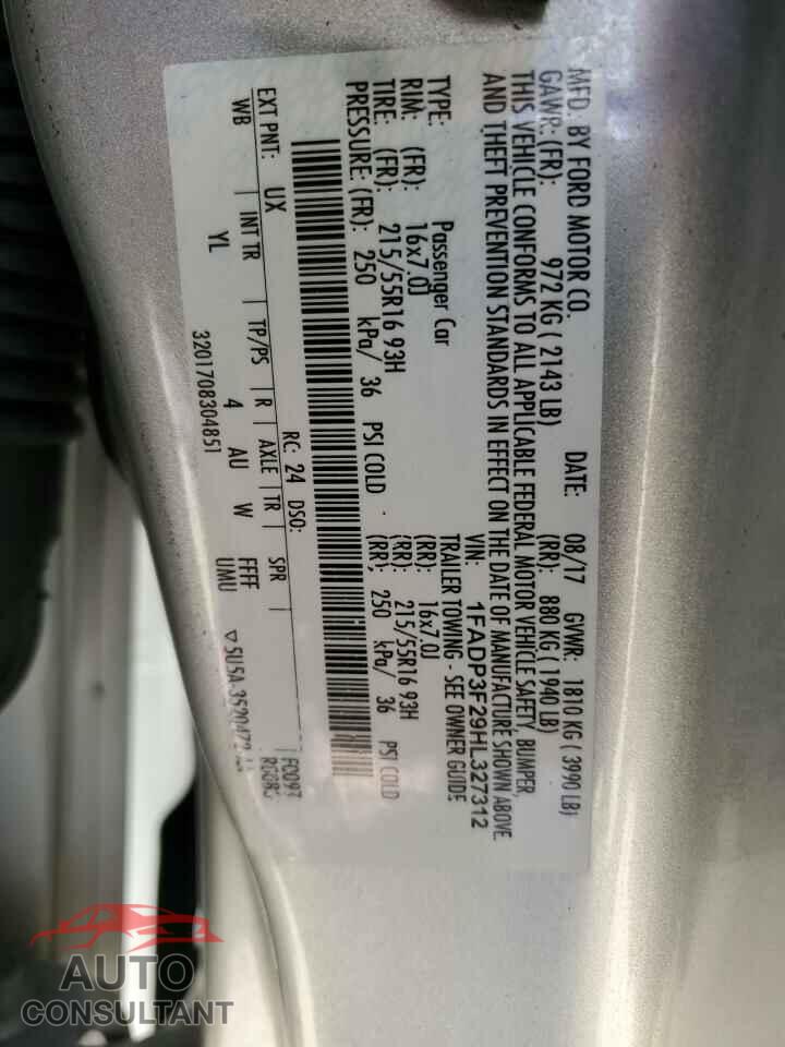 FORD FOCUS 2017 - 1FADP3F29HL327312