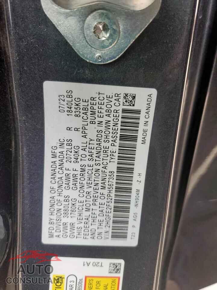HONDA CIVIC 2023 - 2HGFE2F52PH567358