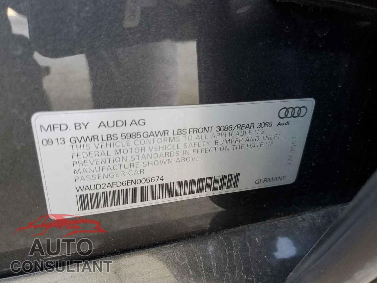 AUDI S8 2014 - WAUD2AFD6EN005674