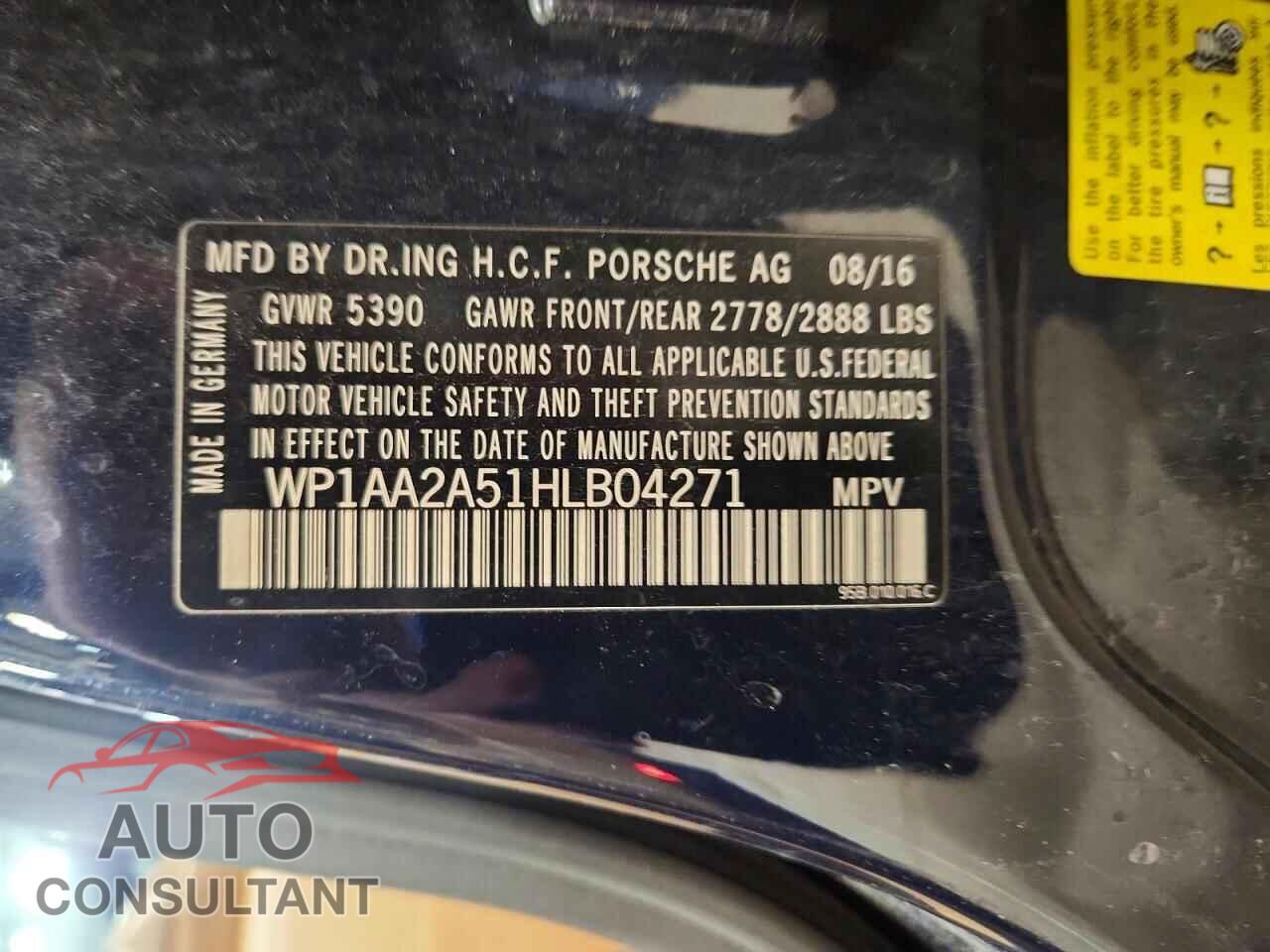 PORSCHE MACAN 2017 - WP1AA2A51HLB04271