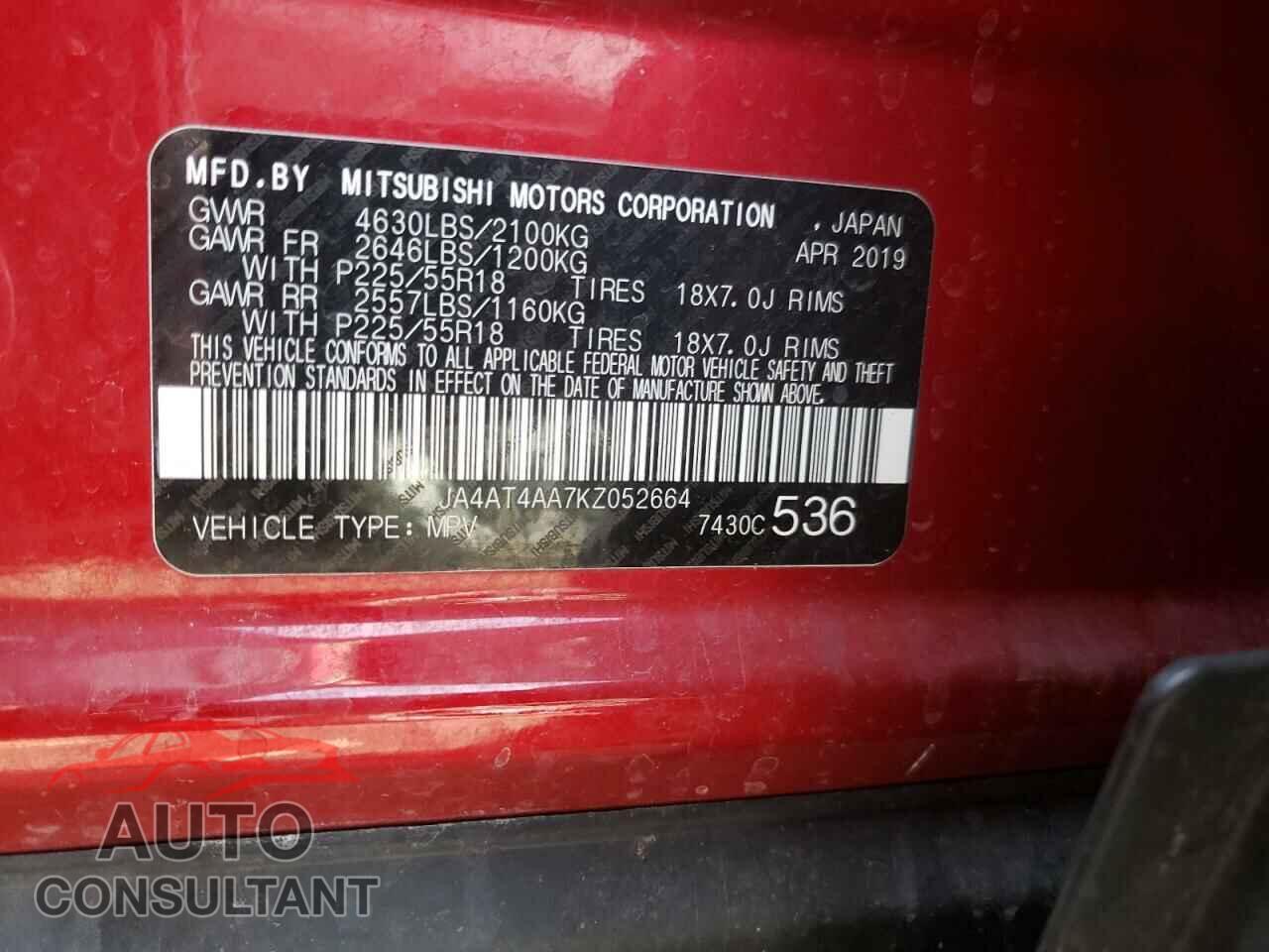 MITSUBISHI ECLIPSE 2019 - JA4AT4AA7KZ052664