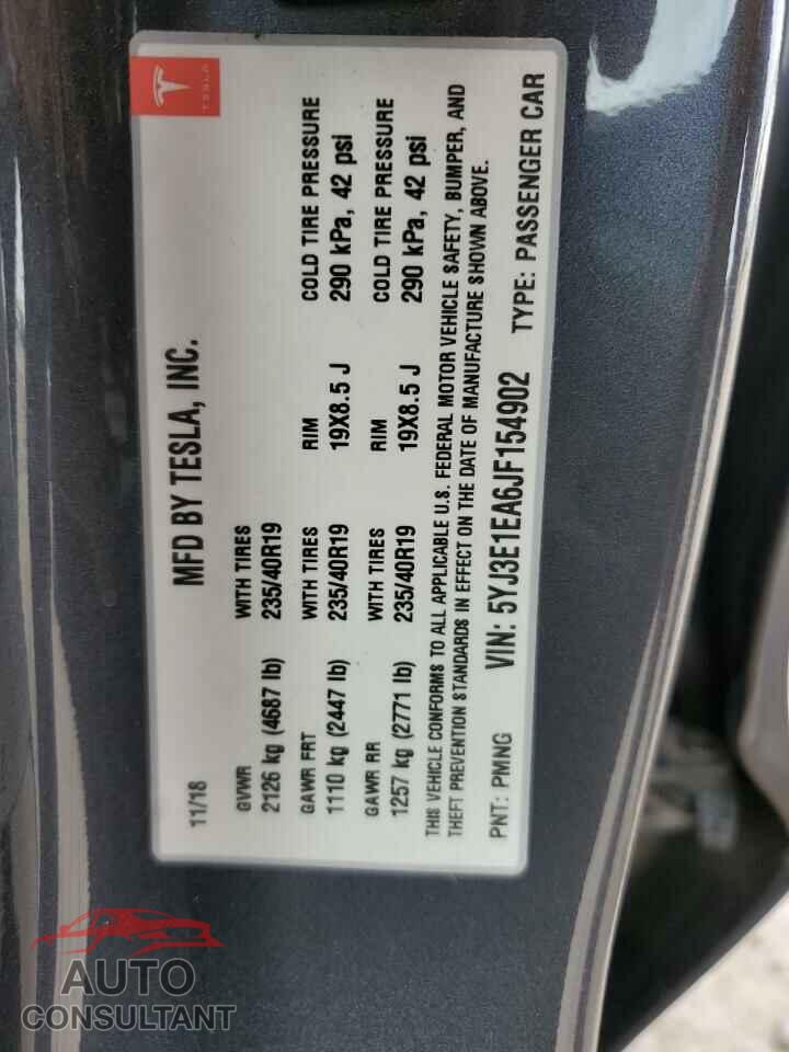 TESLA MODEL 3 2018 - 5YJ3E1EA6JF154902
