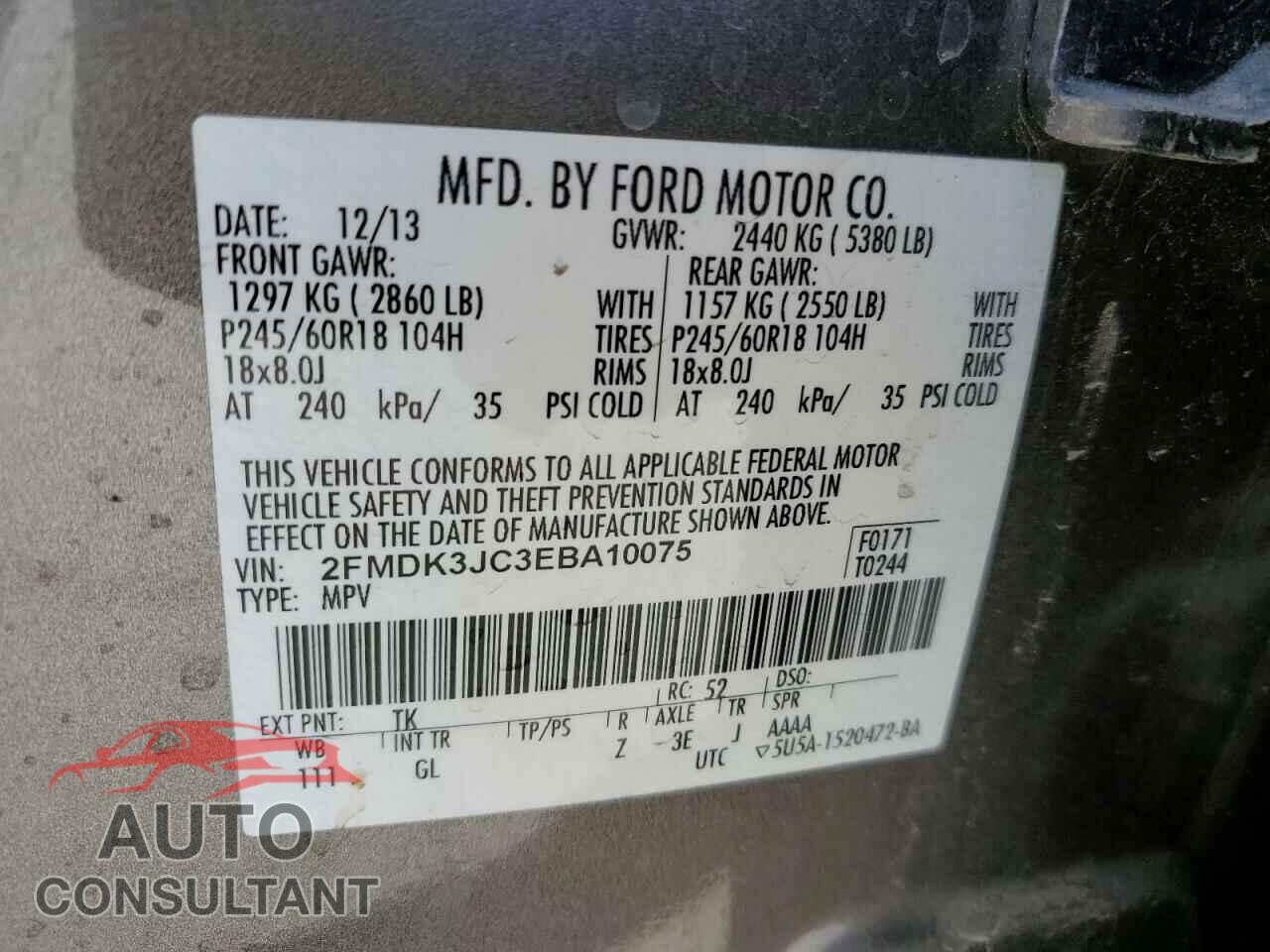 FORD EDGE 2014 - 2FMDK3JC3EBA10075