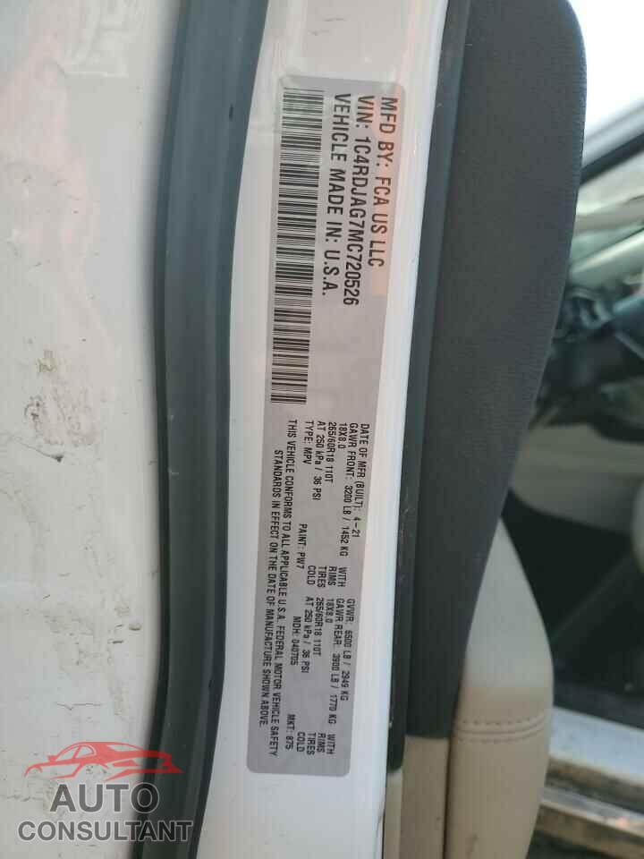 DODGE DURANGO 2021 - 1C4RDJAG7MC720526