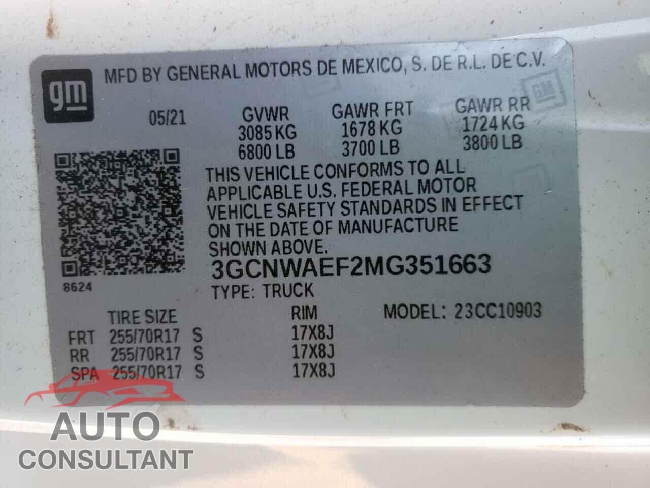 CHEVROLET SILVERADO 2021 - 3GCNWAEF2MG351663