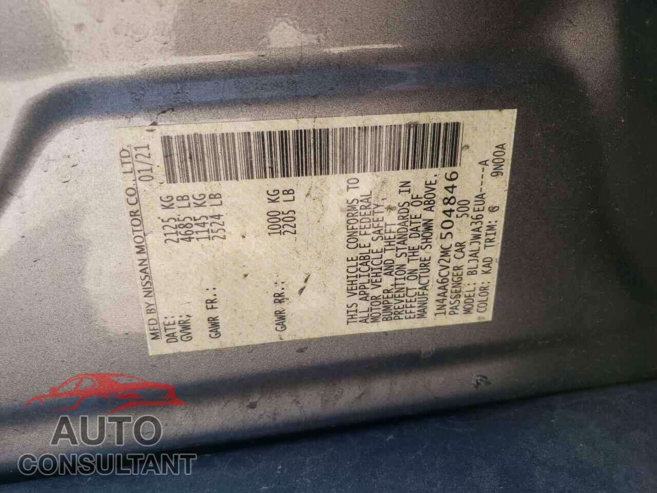 NISSAN MAXIMA 2021 - 1N4AA6CV2MC504846