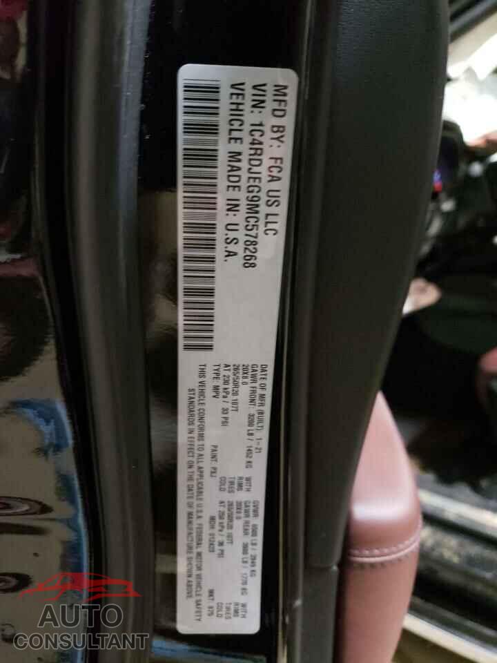 DODGE DURANGO 2021 - 1C4RDJEG9MC578268