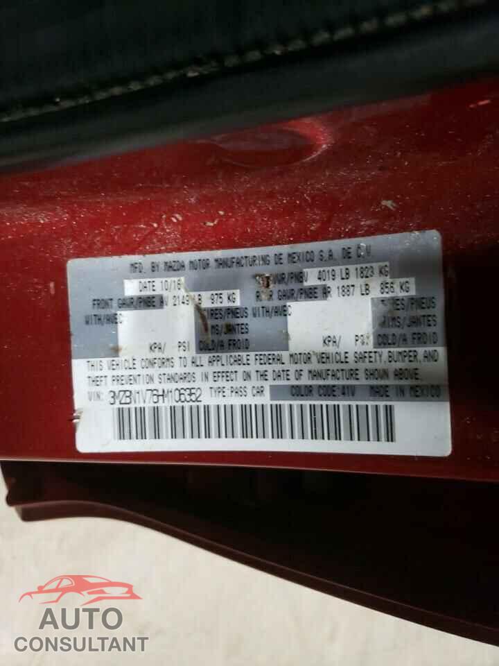 MAZDA 3 2017 - 3MZBN1V76HM106352