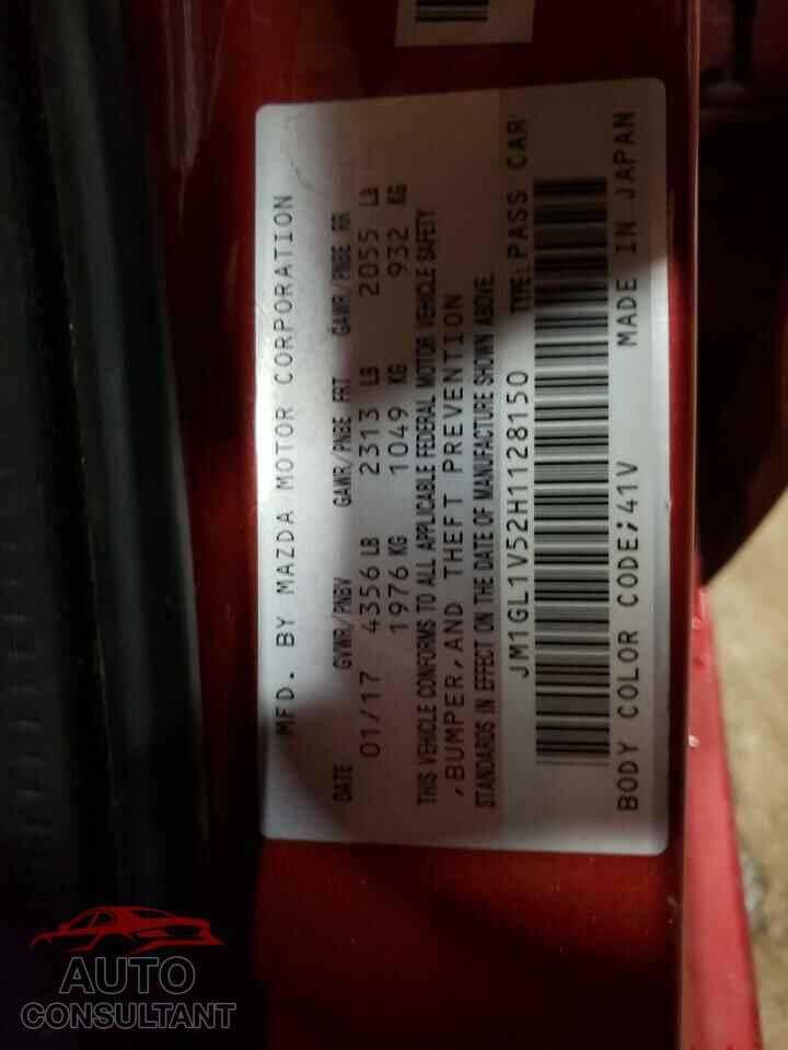 MAZDA 6 2017 - JM1GL1V52H1128150