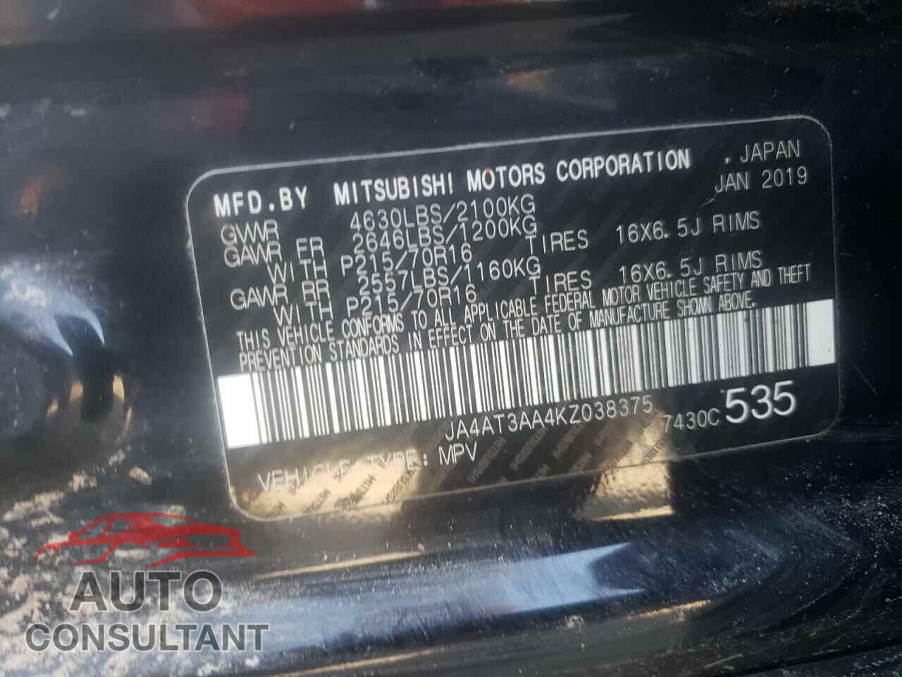 MITSUBISHI ECLIPSE 2019 - JA4AT3AA4KZ038375