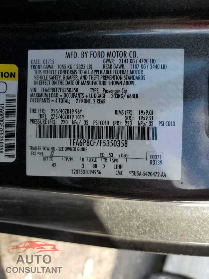 FORD MUSTANG 2015 - 1FA6P8CF7F5350358